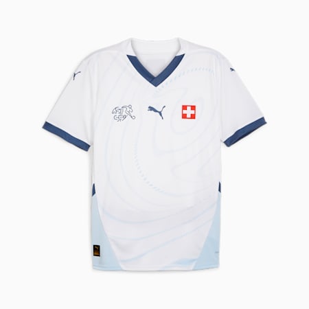Camiseta de visitante de Suiza 2024 de fútbol para hombre, PUMA White-Icy Blue, small