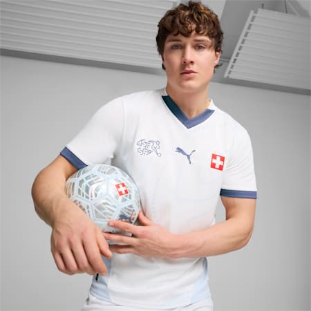Maglia da calcio in jersey gara Away Svizzera 2024 da uomo, PUMA White-Icy Blue, small