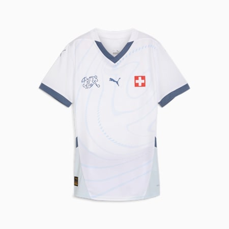 Zwitserland Voetbal 2024 uitshirt voor dames, PUMA White-Icy Blue, small
