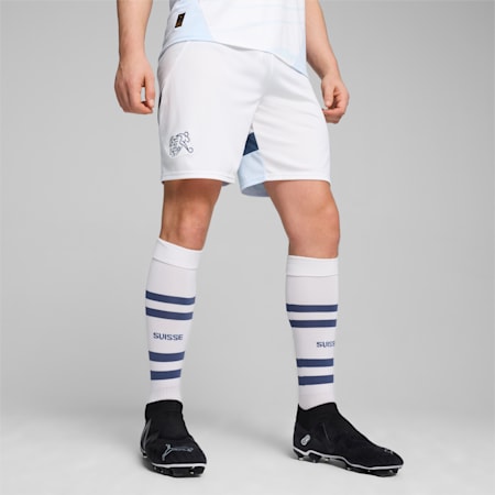 Switzerland Men's Replica Football Shorts, PUMA White-Icy Blue, small