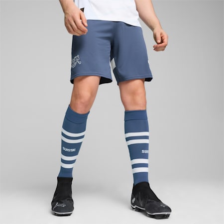 Switzerland Men's Replica Football Shorts, Inky Blue-PUMA White, small