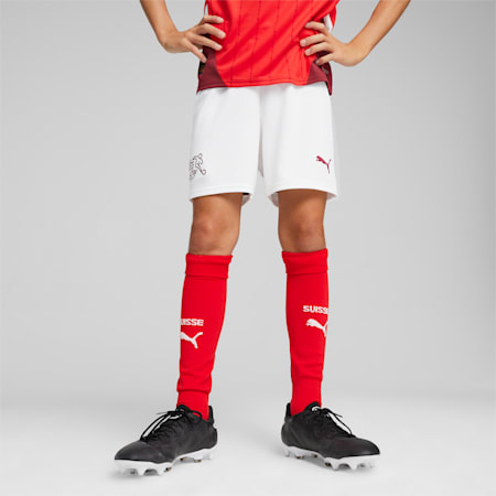 Shorts de fútbol réplica juveniles de Suiza, PUMA White-Team Regal Red, small