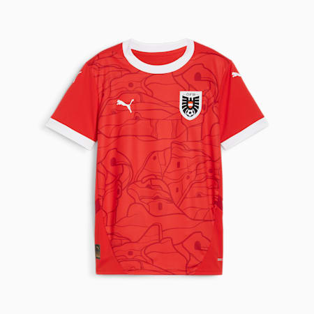 Młodzieżowa, domowa koszulka reprezentacji Austrii w piłce nożnej 2024, PUMA Red-Chili Pepper, small