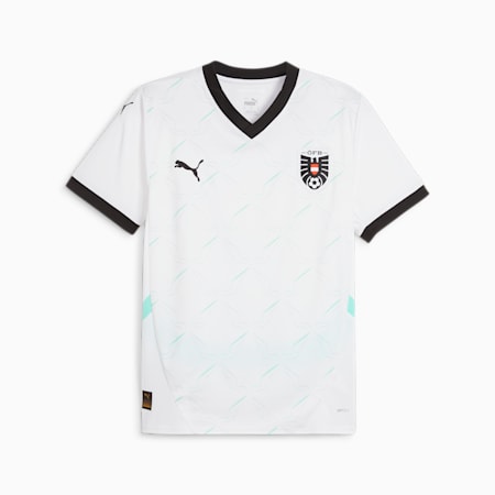 Męska, wyjazdowa koszulka reprezentacji Austrii w piłce nożnej 2024, PUMA White-Electric Peppermint, small