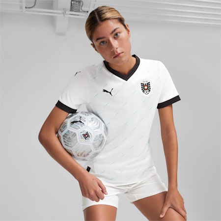 Damska, wyjazdowa koszulka reprezentacji Austrii w piłce nożnej 2024, PUMA White-Electric Peppermint, small