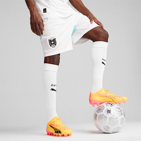 Shorts de fútbol réplica de Austria para hombre, PUMA White-Electric Peppermint, small