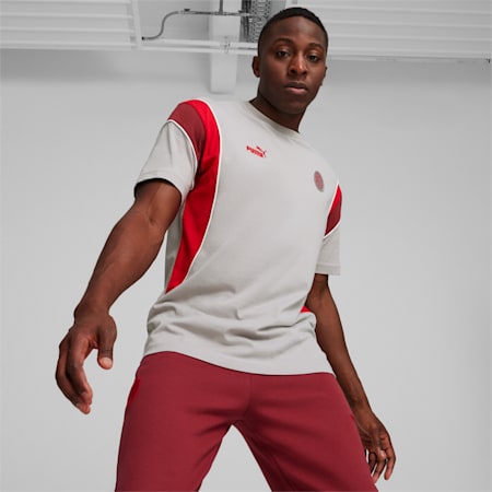 AC Milan FtblArchive T-Shirt, Concrete Gray-Tango Red, small