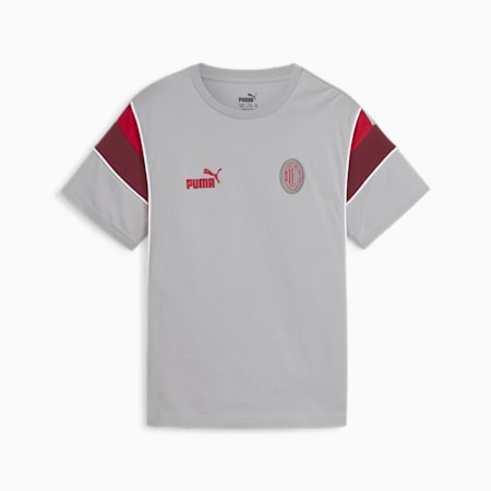 AC Milan FtblArchive T-shirt voor jongeren, Concrete Gray-Tango Red, small
