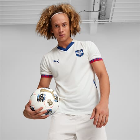 Maillot de football Away 2024 Serbie Homme, Warm White-Clyde Royal, small