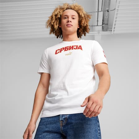 T-shirt Serbia Ftblicons da uomo, PUMA White-Dark Cherry, small