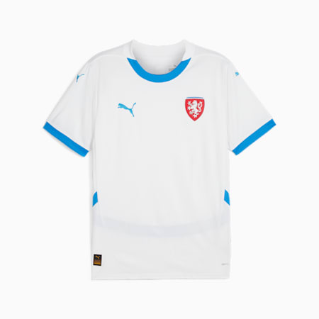 Czech Republic Football 2024 Men's Away Jersey, PUMA White-Ignite Blue, small