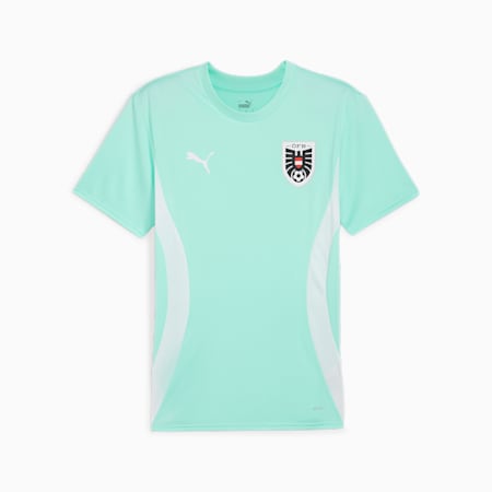 Męska przedmeczowa koszulka piłkarska Austria, Electric Peppermint-PUMA White, small