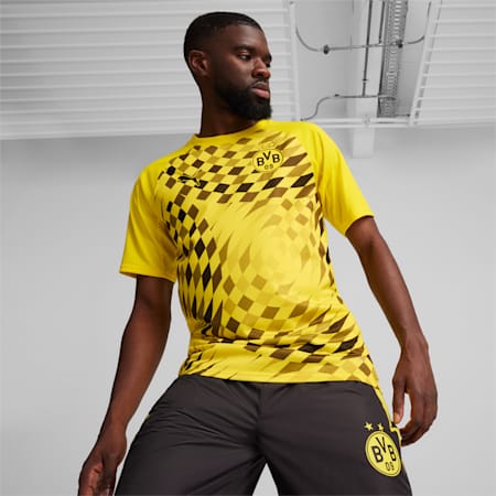 Borussia Dortmund Pre-match voetbalshirt, Cyber Yellow-PUMA Black, small