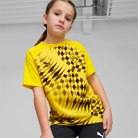 Młodzieżowa koszulka przedmeczowa Borussia Dortmund, Cyber Yellow-PUMA Black, small