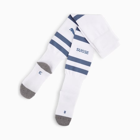 Chaussettes de football à rayures de l’équipe de Suisse, PUMA White-Inky Blue, small