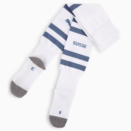 Chaussettes de football à rayures de l’équipe de Suisse, PUMA White-Inky Blue, small