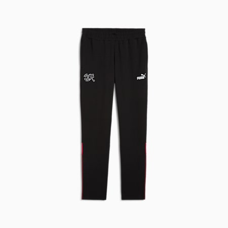 Switzerland FtblArchive Men's Track Pants, PUMA Black-Team Regal Red, small