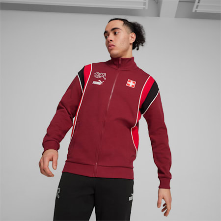 Switzerland FtblArchive Men's Track Jacket, Team Regal Red-Fast Red, small