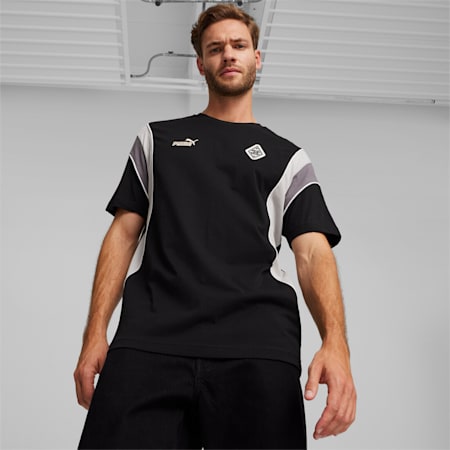 T-shirt da calcio Borussia Mönchengladbach FtblArchive da uomo, PUMA Black-Ash Gray, small