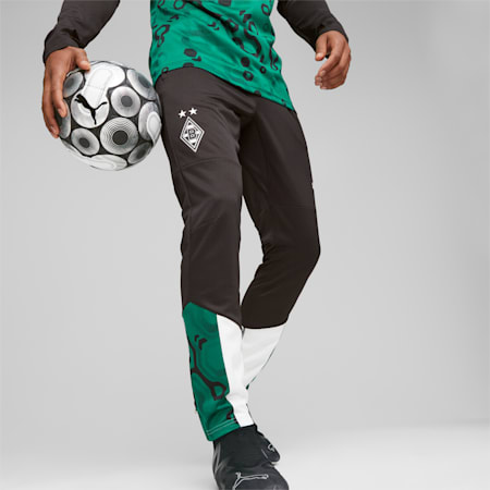Borussia Mönchengladbach Football Training Pants, Power Green-PUMA Black, small