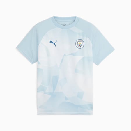 Camiseta prepartido Manchester City para jóvenes, Silver Sky-Lake Blue, small