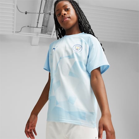 Manchester City Youth Pre-match Jersey, Silver Sky-Lake Blue, small