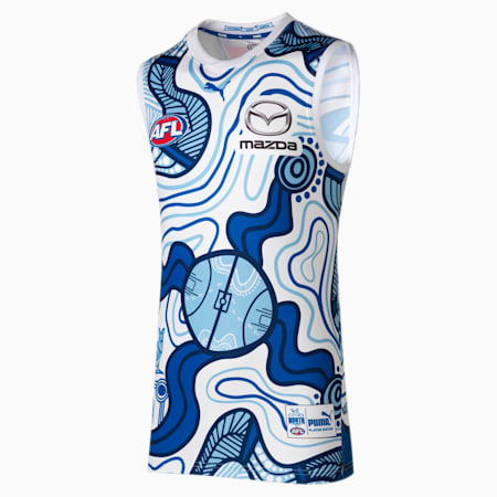 North Melbourne Football Club Replica Indigenous Men's Guernsey, Surf The Web-Puma White-NMFC, small-AUS