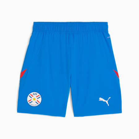 Paraguay Men's Football Shorts, Racing Blue-For All Time Red, small