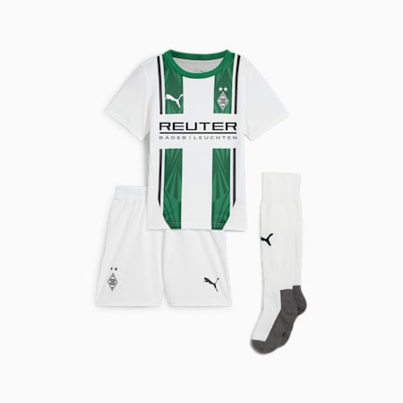 Mini kit Home Borussia Mönchengladbach 24/25 per bambini, PUMA White-Archive Green, small