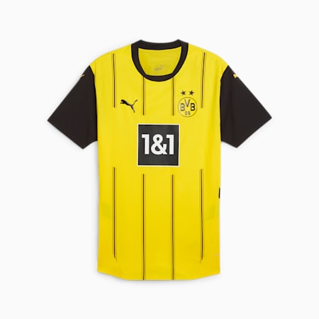 Męska autentyczna koszulka domowa Borussia Dortmund 24/25, Faster Yellow-PUMA Black, small