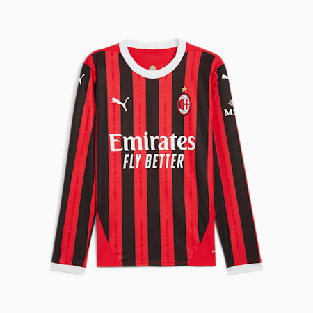 AC Milan 24/25 Home Men's Long Sleeve Jersey, For All Time Red-PUMA Black, small-AUS
