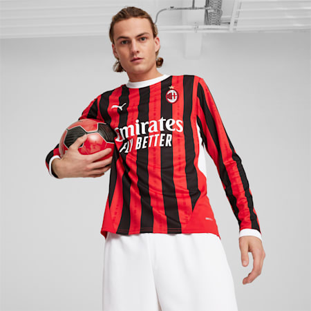 AC Milan 24/25 Home Long Sleeve Jersey Men, For All Time Red-PUMA Black, small-AUS