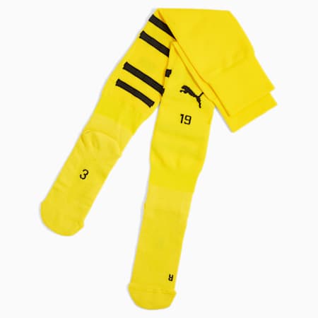 BVB 그래픽 레플리카 양말<br>Team BVB Graphic Socks Replica, Faster Yellow-PUMA Black, small-KOR