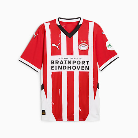 เสื้อยืดชายชุดเหย้าทีม PSV Eindhoven ฤดูกาล 24/25, For All Time Red-PUMA White, small-THA