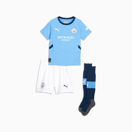 Dziecięcy strój Manchester City 24/25 (wersja domowa), Team Light Blue-Marine Blue, small