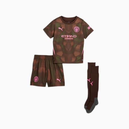 Manchester City 24/25 Goalkeeper Short Sleeve Minikit Kids, Espresso Brown-Wild Willow, small