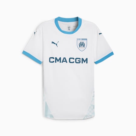 Męska autentyczna koszulka domowa Olympique Marsylia 24/25, PUMA White-Bleu Azur, small