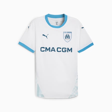 Olympique de Marseille 24/25 Authentic Heimtrikot Herren, PUMA White-Bleu Azur, small