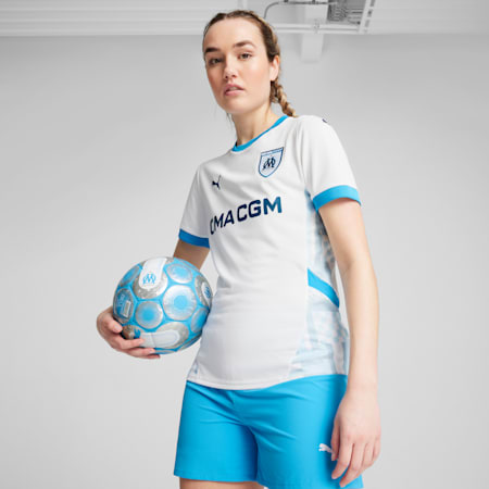 Maglia gara Home Olympique de Marseille 24/25 da donna, PUMA White-Bleu Azur, small