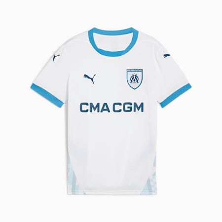 Camiseta Olympique de Marseille 1.ª equipación 24/25 juvenil, PUMA White-Bleu Azur, small