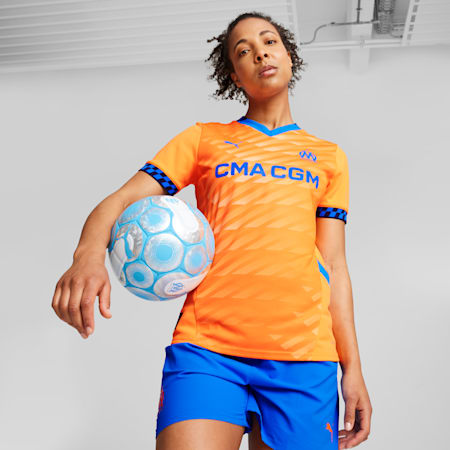 Olympique de Marseille 24/25 Third Jersey Women, Fluro Orange Pes-Cayenne Pepper-Racing Blue, small