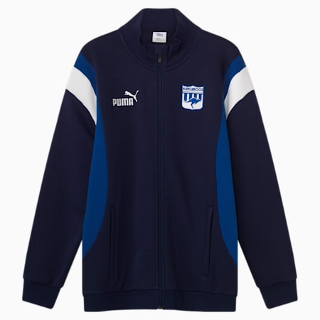 North Melbourne Football Club 2024 Men’s Heritage Zip Up Jacket, Dark Navy-Surf The Web-NMFC, small-AUS