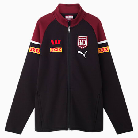 Queensland Maroons 2024 Men’s Full-Zip Jacket, PUMA Black-Burgundy-PUMA White-QRL Maroon, small-AUS