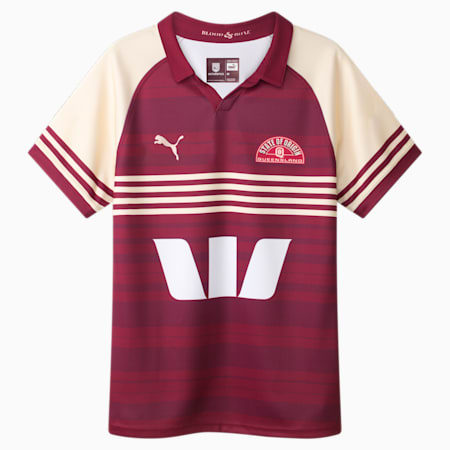 Queensland Maroons 2024 Captain’s Run Replica Jersey – Youth 8-16 years, Burgundy-PUMA White-QRL Maroon home, small-AUS