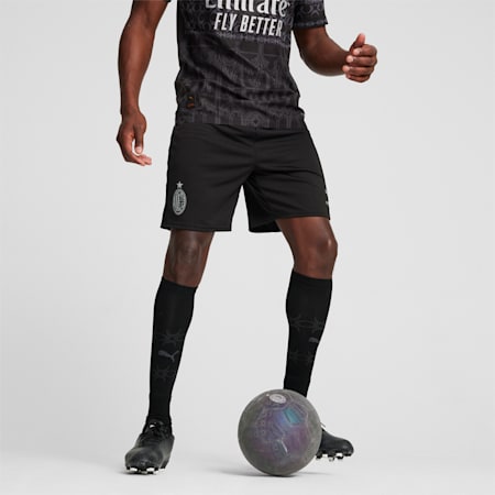 AC Milan x PLEASURES Men's Replica Soccer Shorts, PUMA Black-Asphalt, small