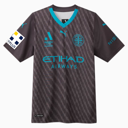 Melbourne City FC Replica 23/24 THIRD Jersey - Youth 8-16 years, Dark Coal-Cast Iron-MCFC, small-AUS