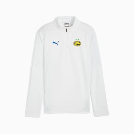 Camiseta de training PSV Eindhoven Quarter-zip para jóvenes, PUMA White-Cobalt Glaze-PUMA Green, small