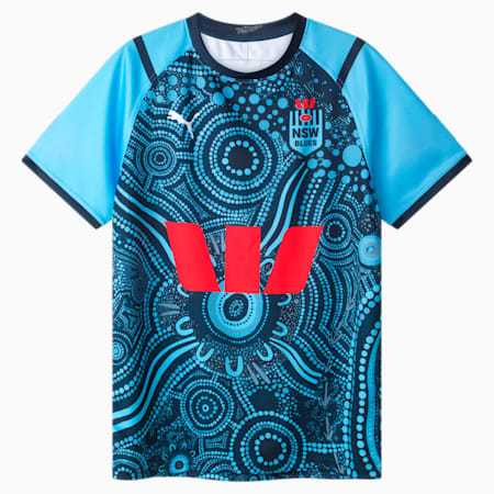 NSW Blues 2024 Replica Indigenous Jersey - Youth 8-16 years, Bel Air Blue-Dark Sapphire-NSW Indig, small-AUS