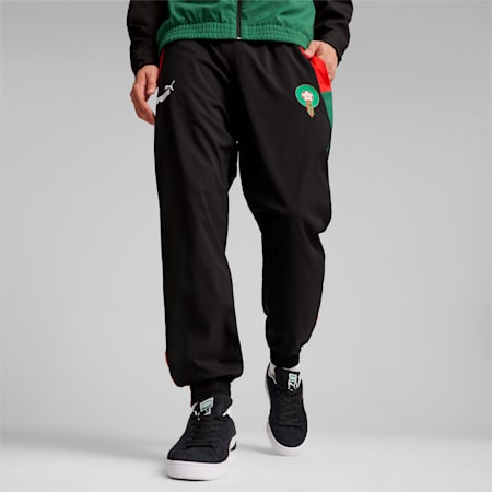 Pantalon de football tissé Maroc, PUMA Black-Vine-For All Time Red, small