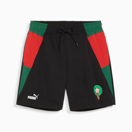 Morocco Men's Football Woven Shorts, PUMA Black-Vine-For All Time Red, small